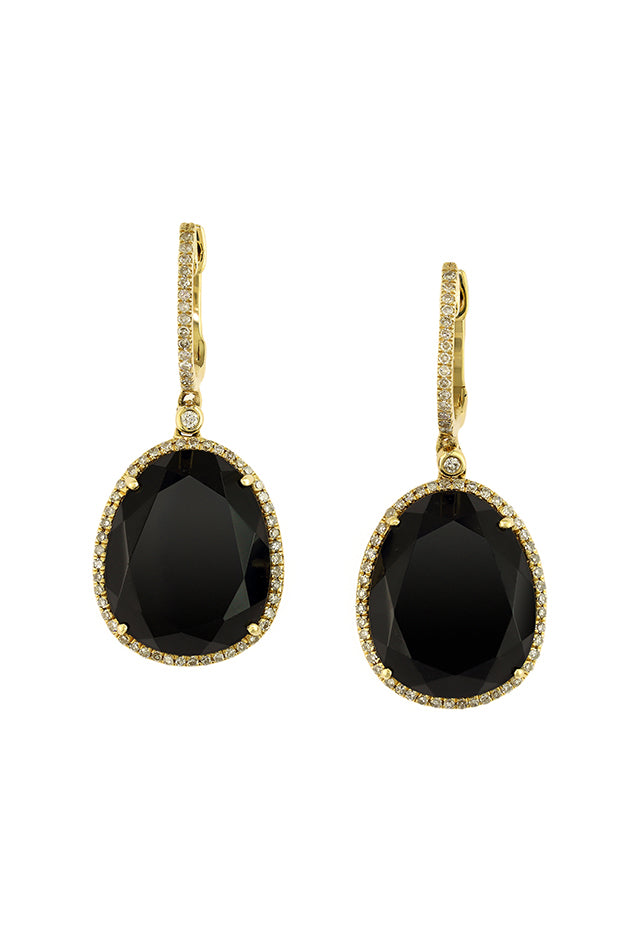 Effy Eclipse 14K Yellow Gold Onyx and Diamond Earrings, 11.67 TCW