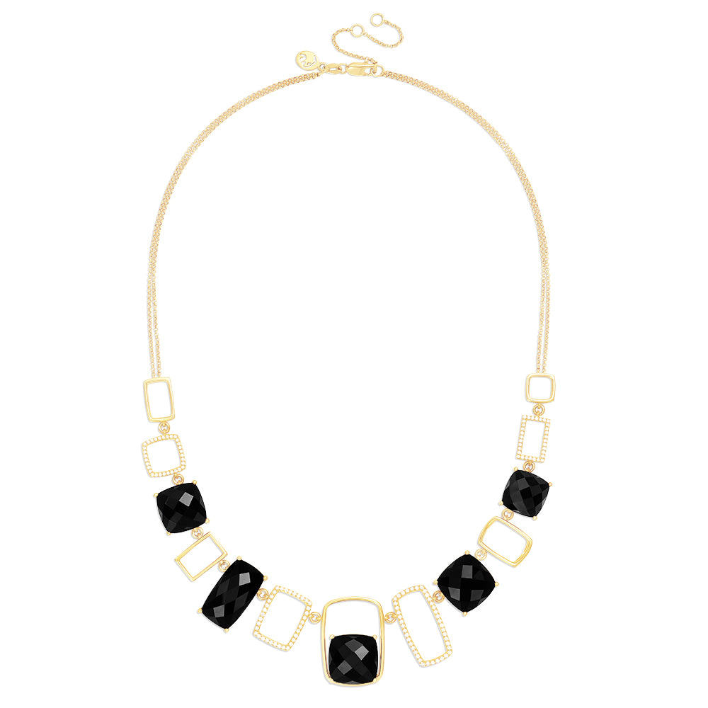 Effy Eclipse 14K Yellow Gold Onyx and Diamond Necklace, 43.05 TCW