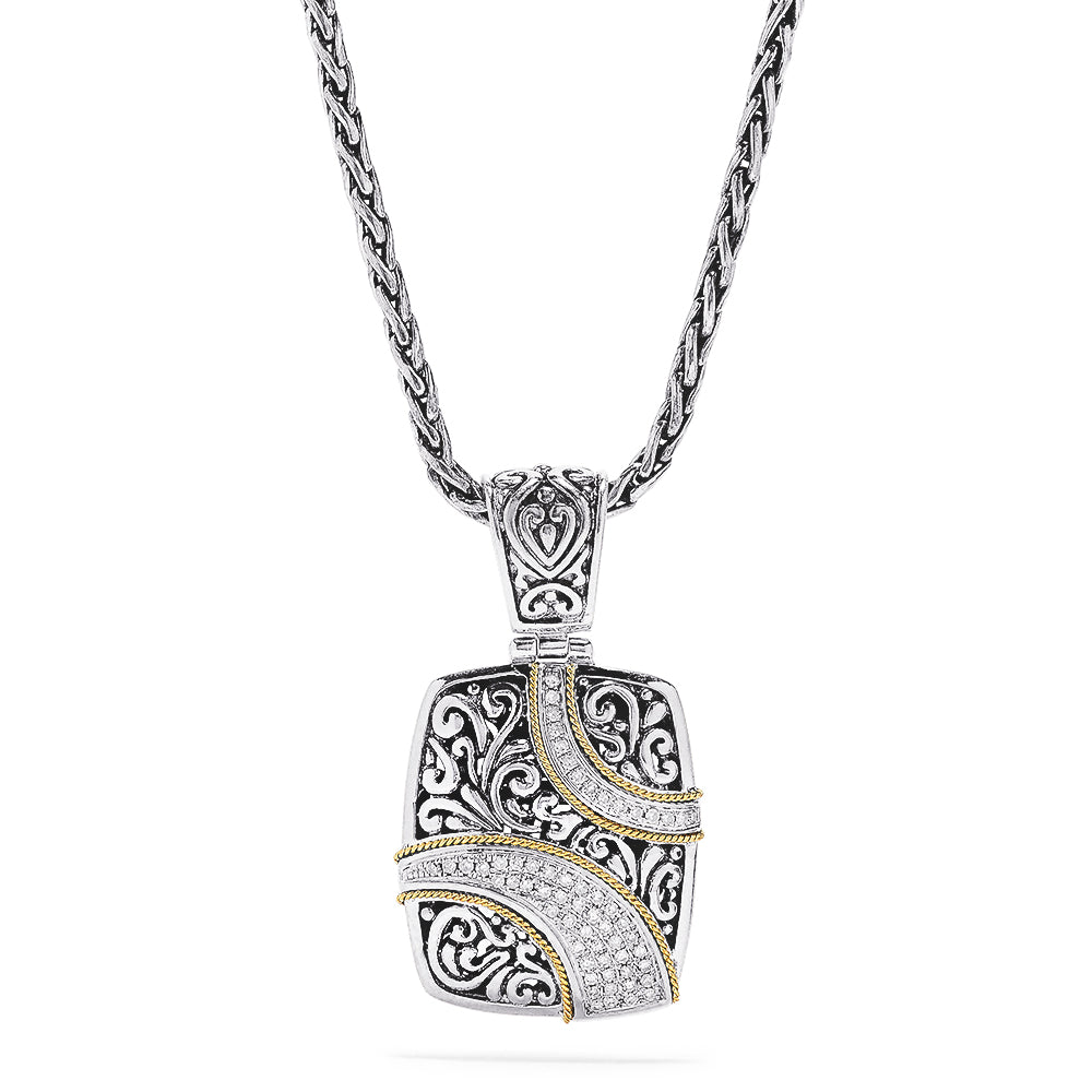 Effy 925 Sterling Silver and 18K Gold Accented Diamond Pendant, 0.28 TCW