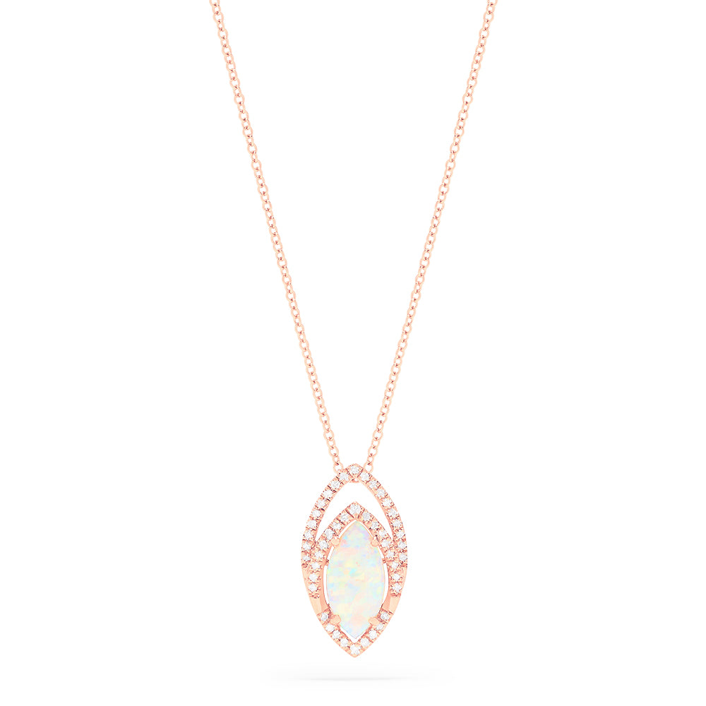Effy 14K Rose Gold Opal and Diamond Pendant, 1.23 TCW