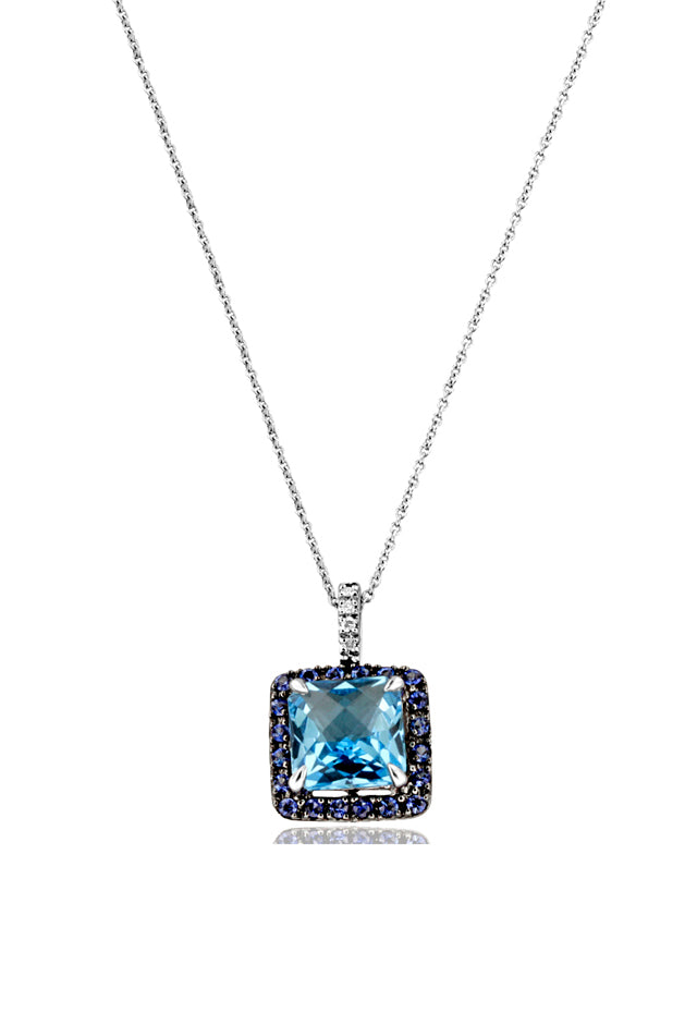 Effy 14K White Gold Blue Topaz, Sapphire and Diamond Pendant, 5.29 TCW