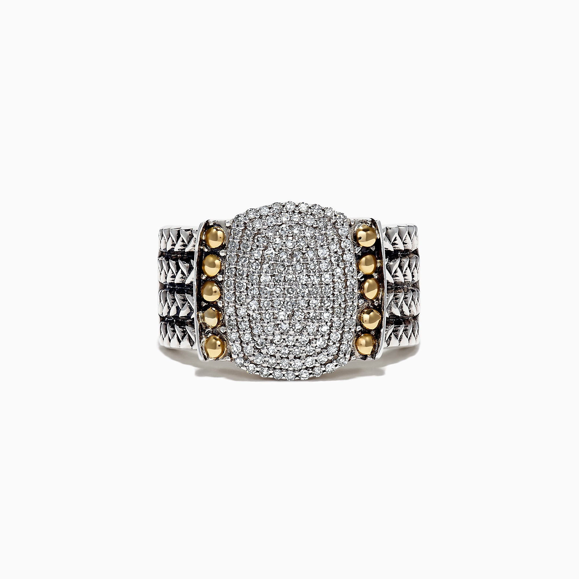 Effy 925 Sterling Silver and 18K Yellow Gold Diamond Ring, 0.39 TCW