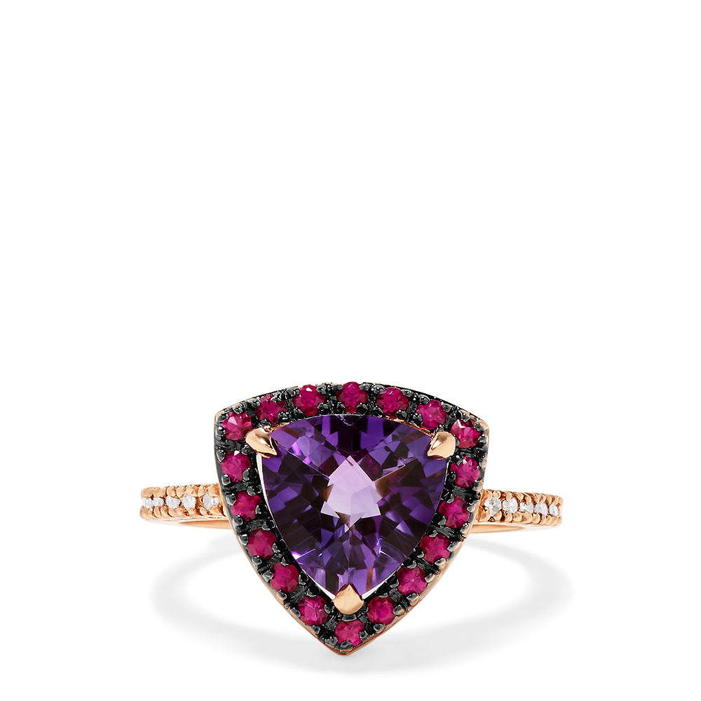 Effy 14K Rose Gold Amethyst, Pink Sapphire and Diamond Ring, 3.00 TCW
