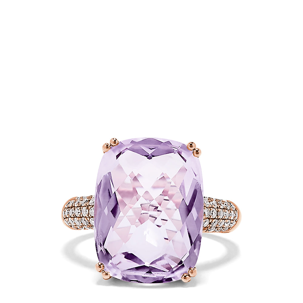 Effy 14K Rose Gold Amethyst and Diamond Cocktail Ring, 9.78 TCW