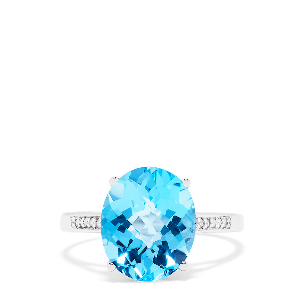 Effy Ocean Bleu 14K White Gold Blue Topaz and Diamond Ring, 5.99 TCW