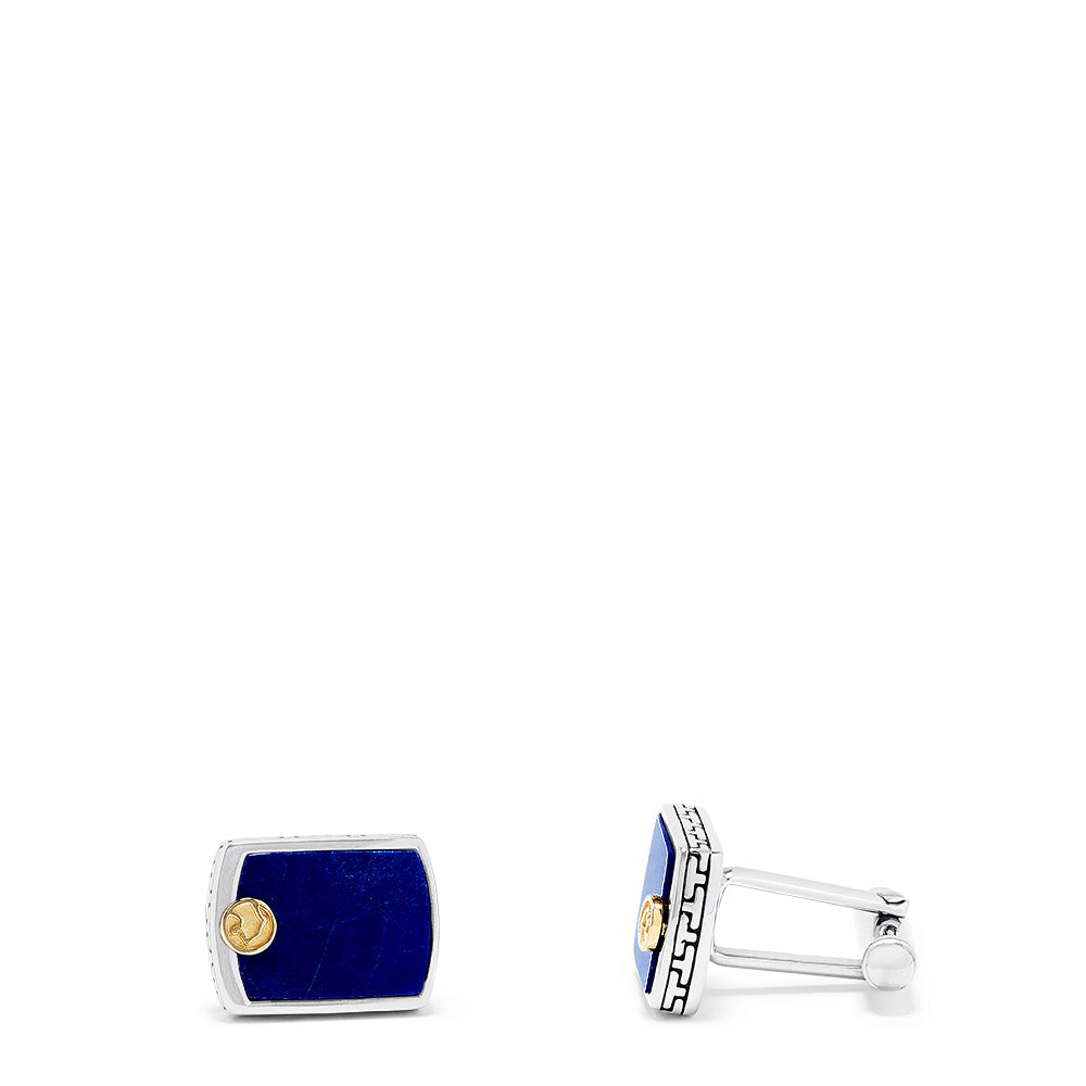 Effy Men's Sterling Silver and 18K Yellow Gold Lapis Cuff Links, 1.10 TCW
