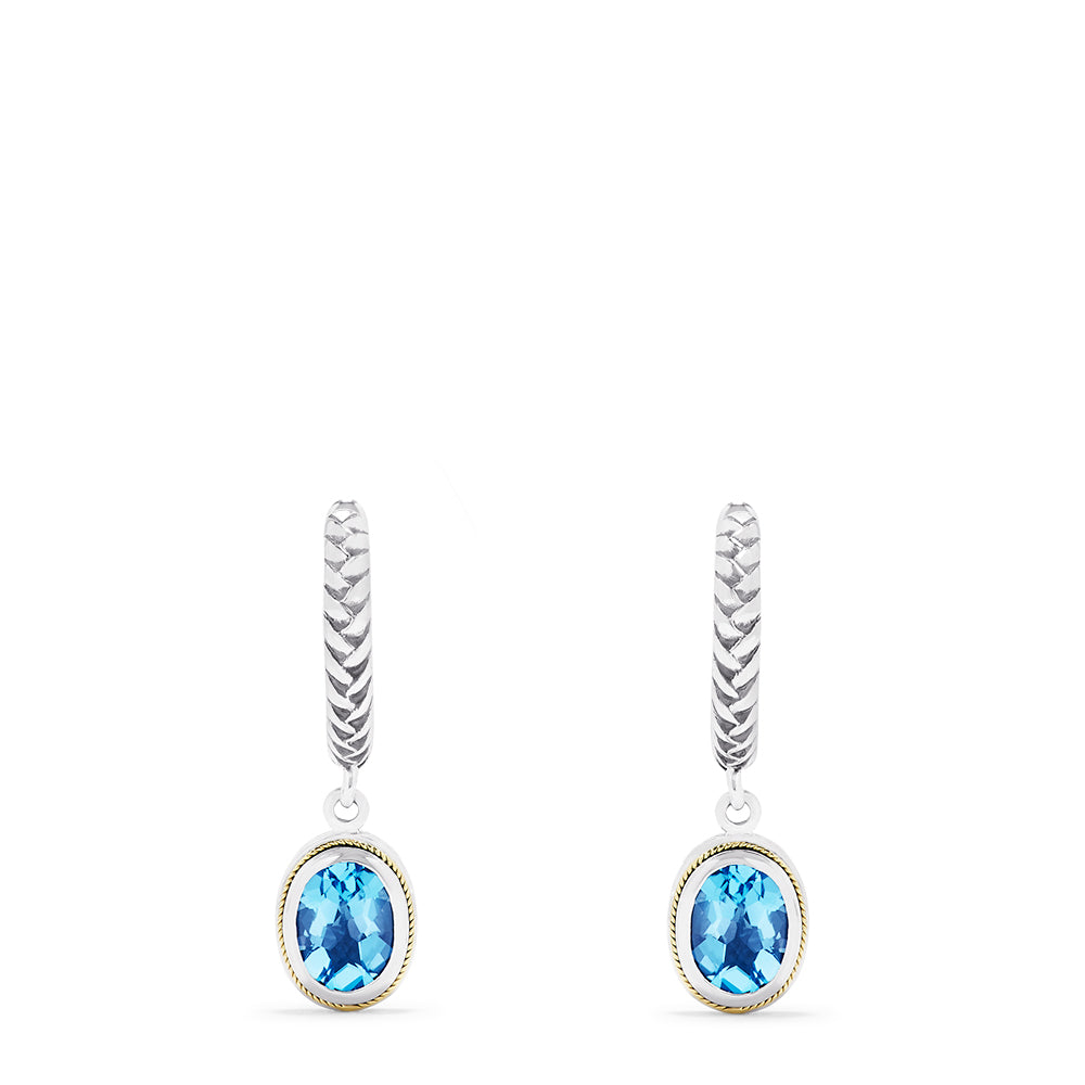 Effy 925 Sterling Silver & 18K Gold Blue Topaz Drop Earrings, 3.99 TCW