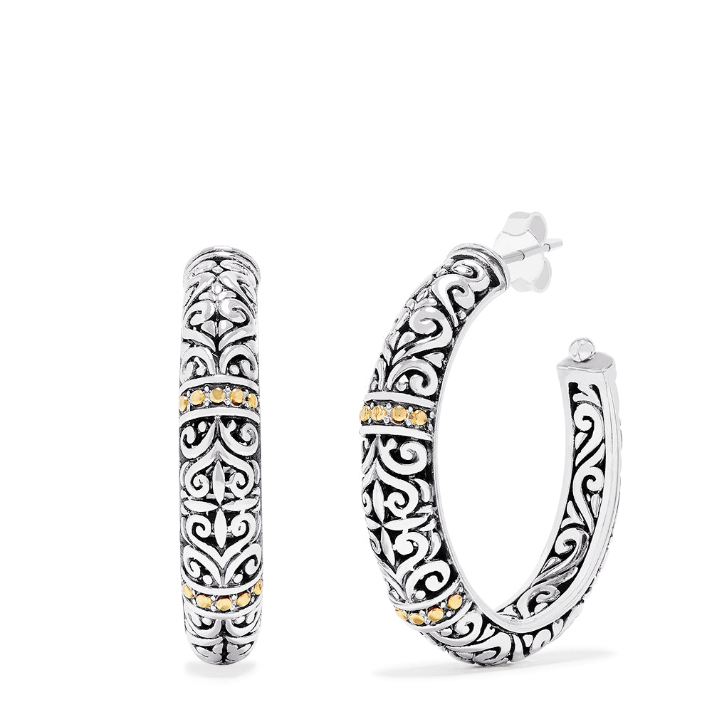 Effy 925 Sterling Silver and 18K Yellow Gold Accented Hoop Earrings
