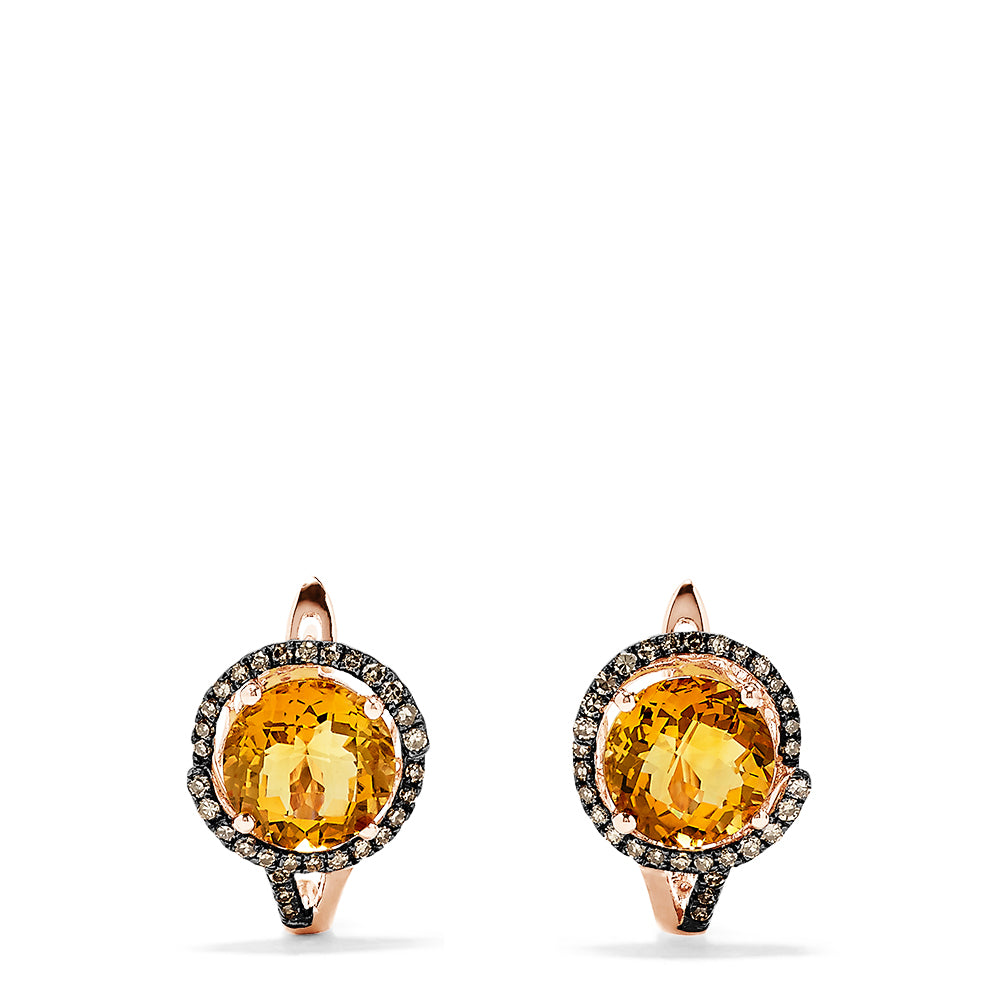 Effy 14K Rose Gold Citrine and Diamond Earrings, 3.77 TCW