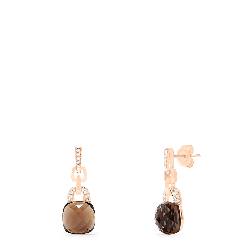 Effy 14K Rose Gold Smokey Quartz and Diamond Accented Earrings, 7.78 TCW