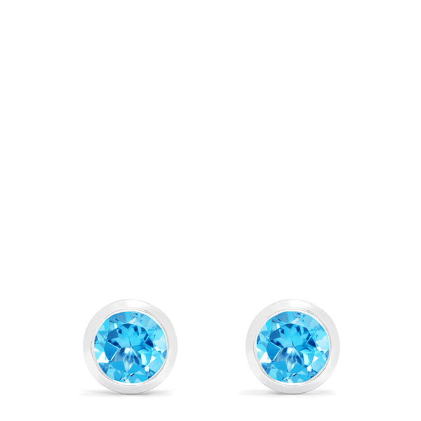 Ocean Bleu 14K White Gold Blue Topaz Stud Earrings, 1.10 TCW