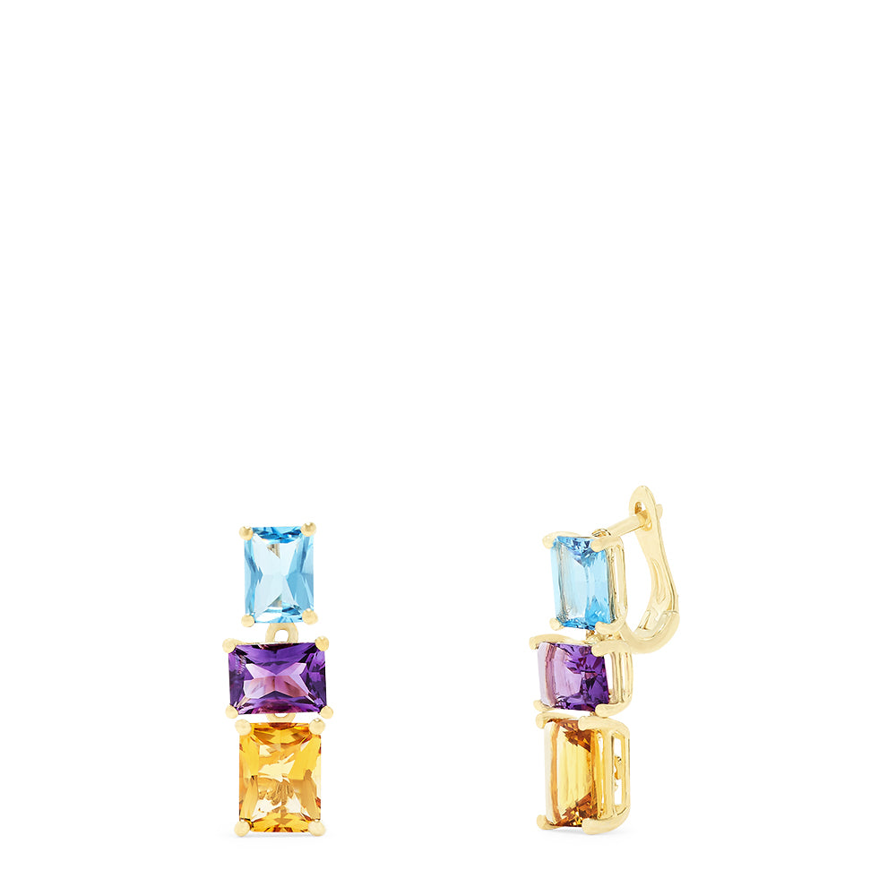 Effy 14K Yellow Gold Multi Gemstone Mosaic Earrings, 6.84 TCW
