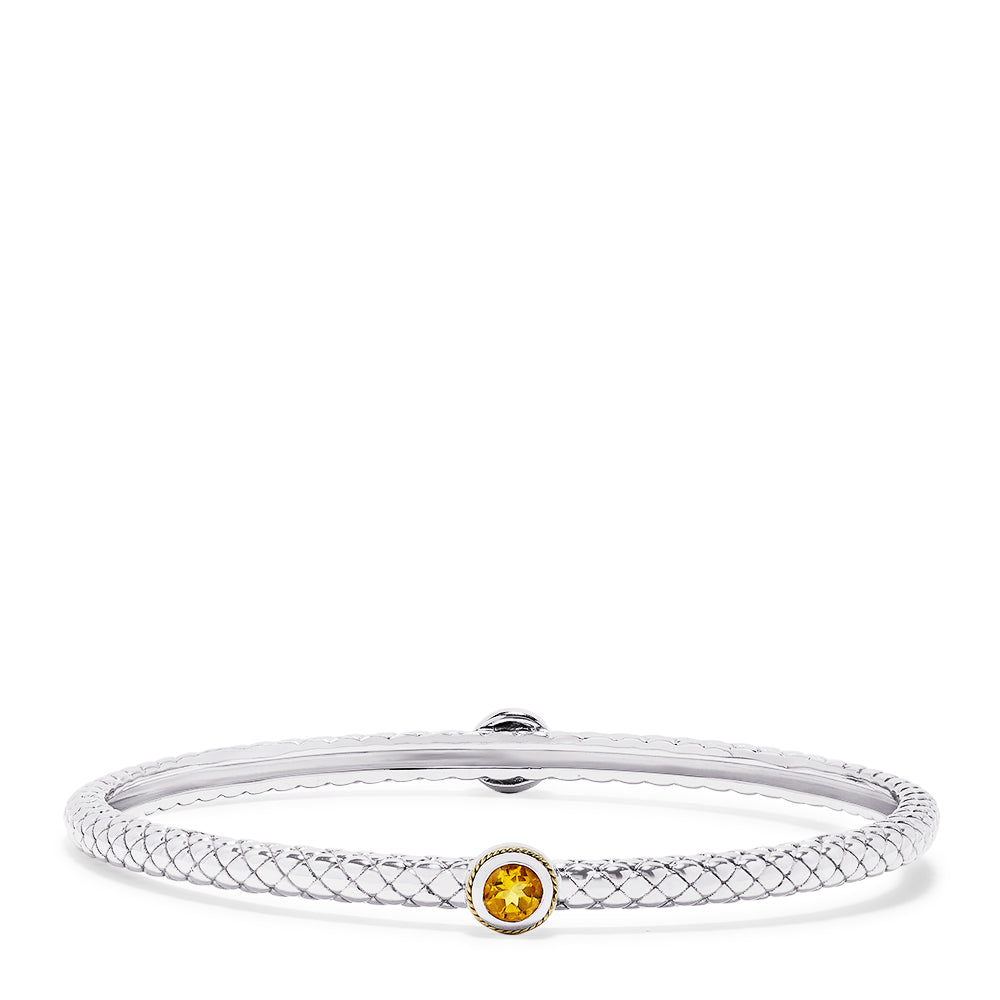 Effy 925 Sterling Silver and 18K Yellow Gold Accented Citrine Bangle