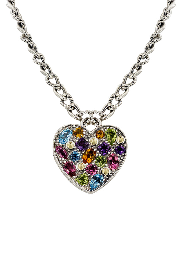 Natural Garnet Gemstone Heart Shaped Necklace from Black Diamonds New York