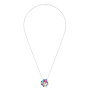 The Seaside Sterling Silver Multi Gemstone Starfish Pendant, 4.50 TCW, features a starfish design set in sterling silver and adorned with colorful gemstones.