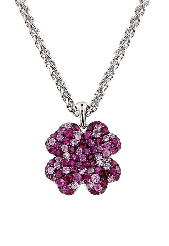 Balissima Ruby & Pink Sapphire Flower Pendant, 2.98 TCW
