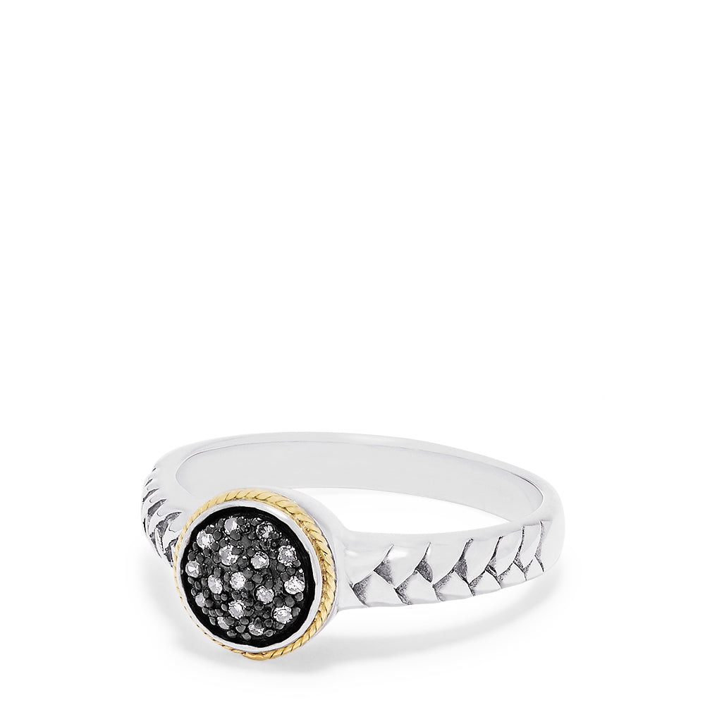 Effy 925 Sterling Silver & 18K Yellow Gold Accented Espresso Diamond Ring