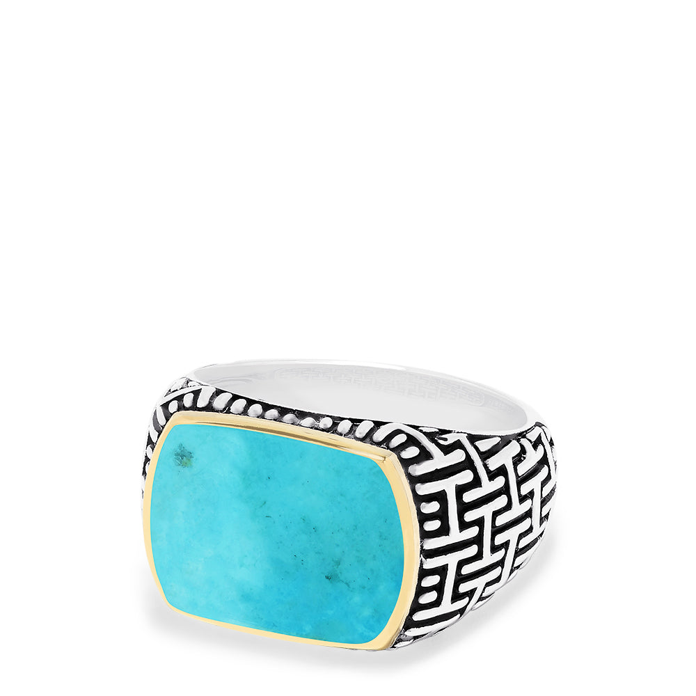 Effy Men's Sterling Silver & 18K Gold Accented Turquoise Ring, 0.45 TCW