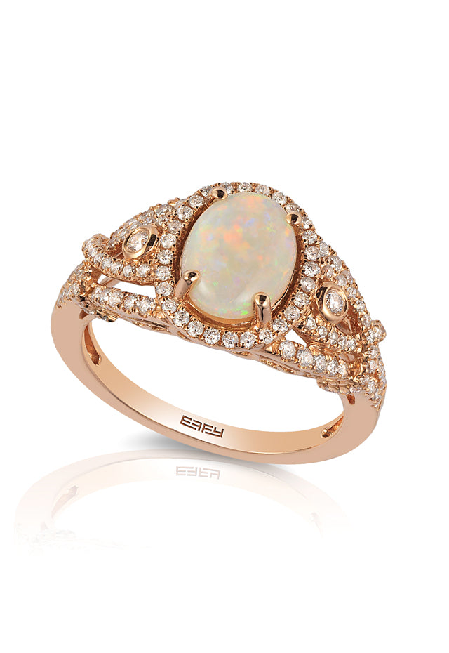 Effy Aurora 14K Rose Gold Opal and Diamond Ring, 1.51 TCW