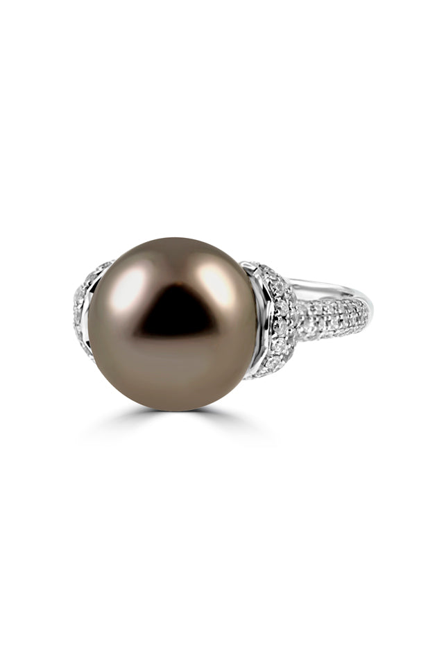 Effy 14K White Gold Cultured Pearl and Diamond Ring, 0.75 TCW