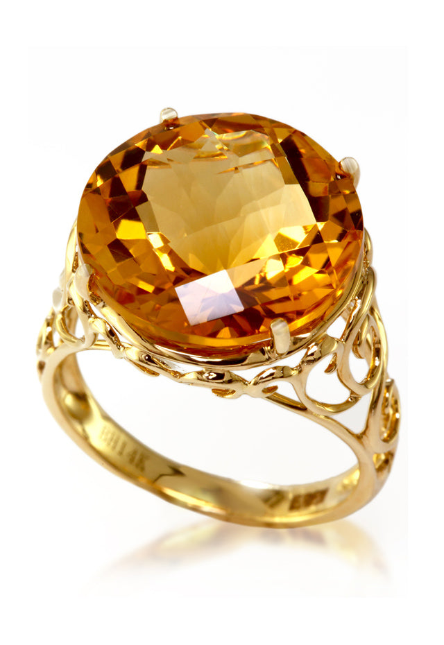 14K Yellow Gold Citrine Ring, 10.80 TCW