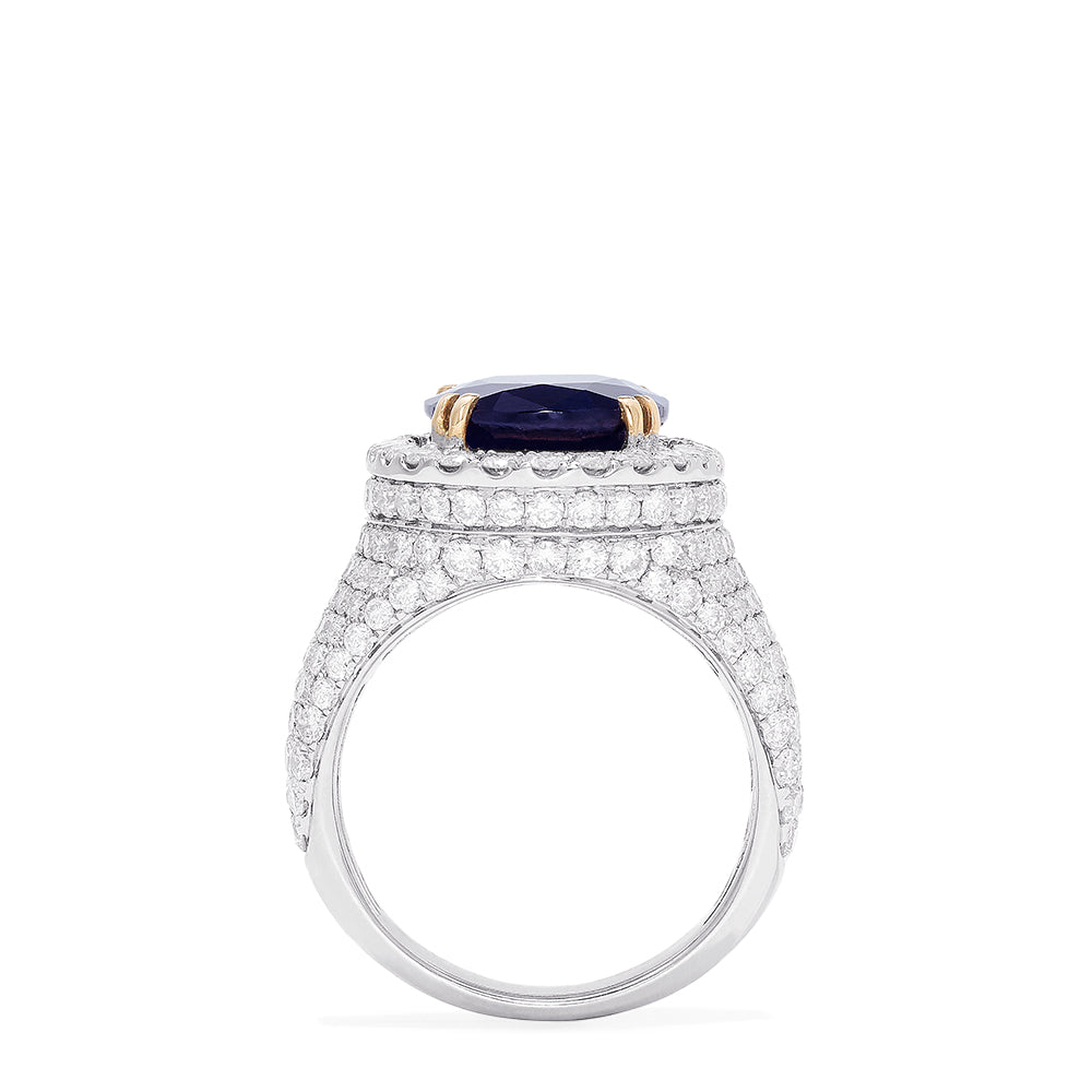 Effy Royale Bleu 14K Two Tone Gold Sapphire and Diamond Ring, 9.15 TCW