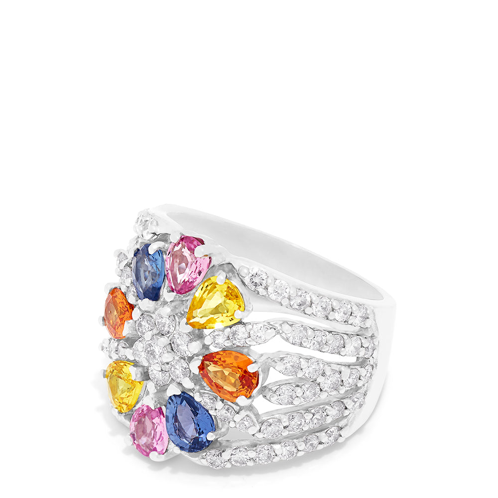 Effy Limited Edition 14K White Gold Multi Sapphire & Diamond Ring, 5.15 TCW