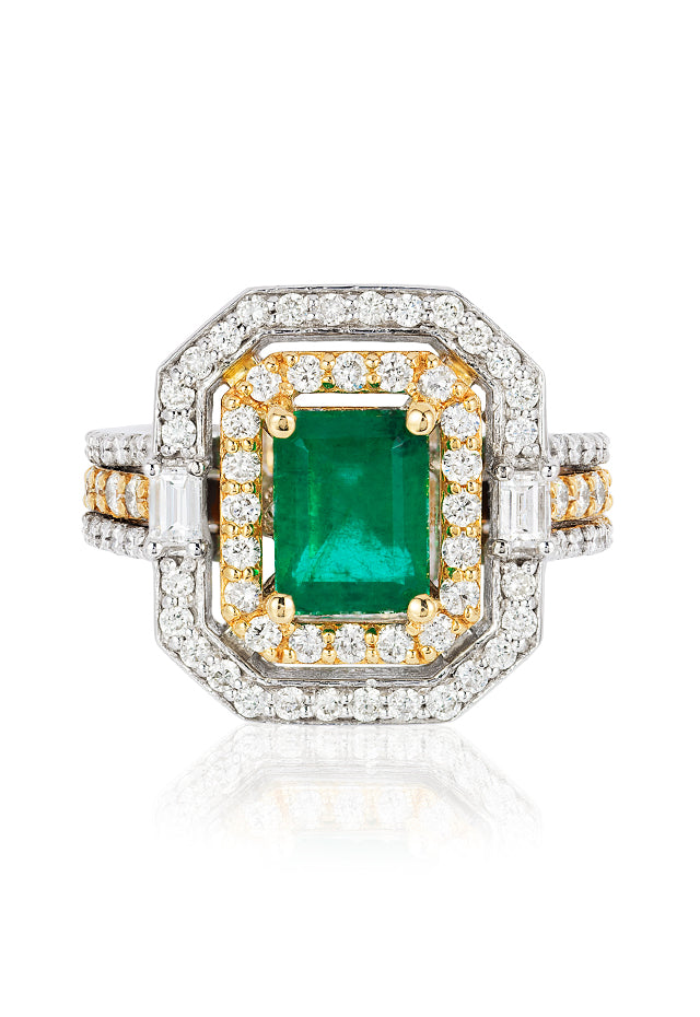 Effy Limited Edition 14K Two-Tone Gold Emerald and Diamond Ring, 3.06 TCW