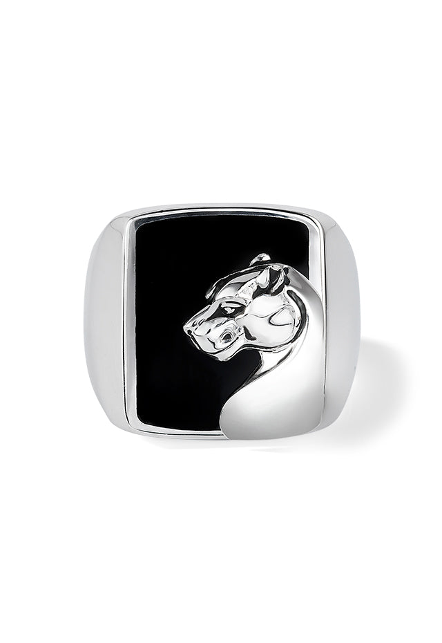 Effy Men's Sterling Silver Onyx Panther Ring, 7.90 TCW