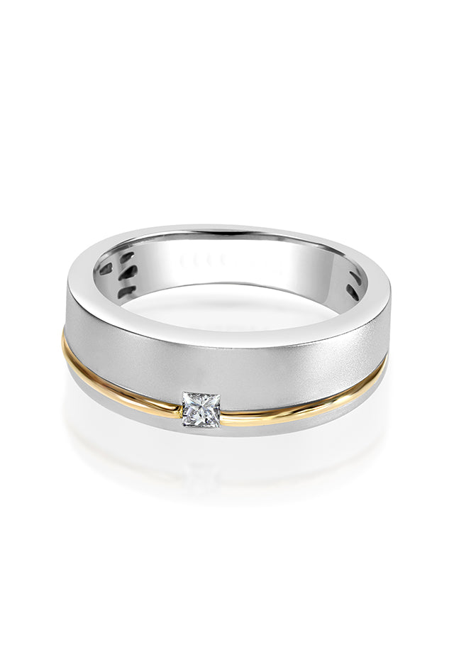 Effy Men's 14K White and Yellow Gold Diamond Ring, 0.15 TCW