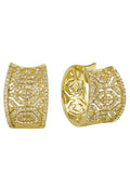 The Moderna DOro Yellow Gold Diamond Earrings feature intricate openwork geometric designs and sparkling diamonds totaling .73 TCW.