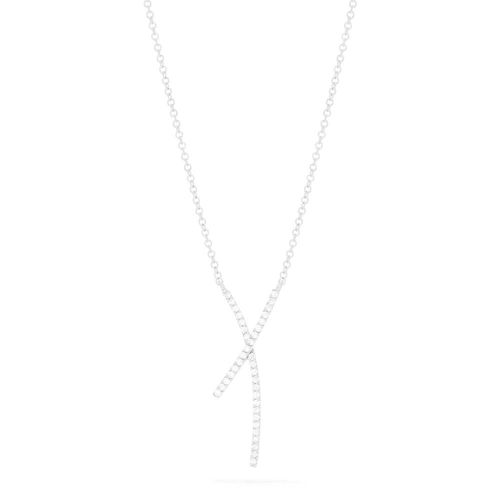 Effy Pave Classica 14K White Gold Diamond Criss Cross Necklace, 0.19 TCW