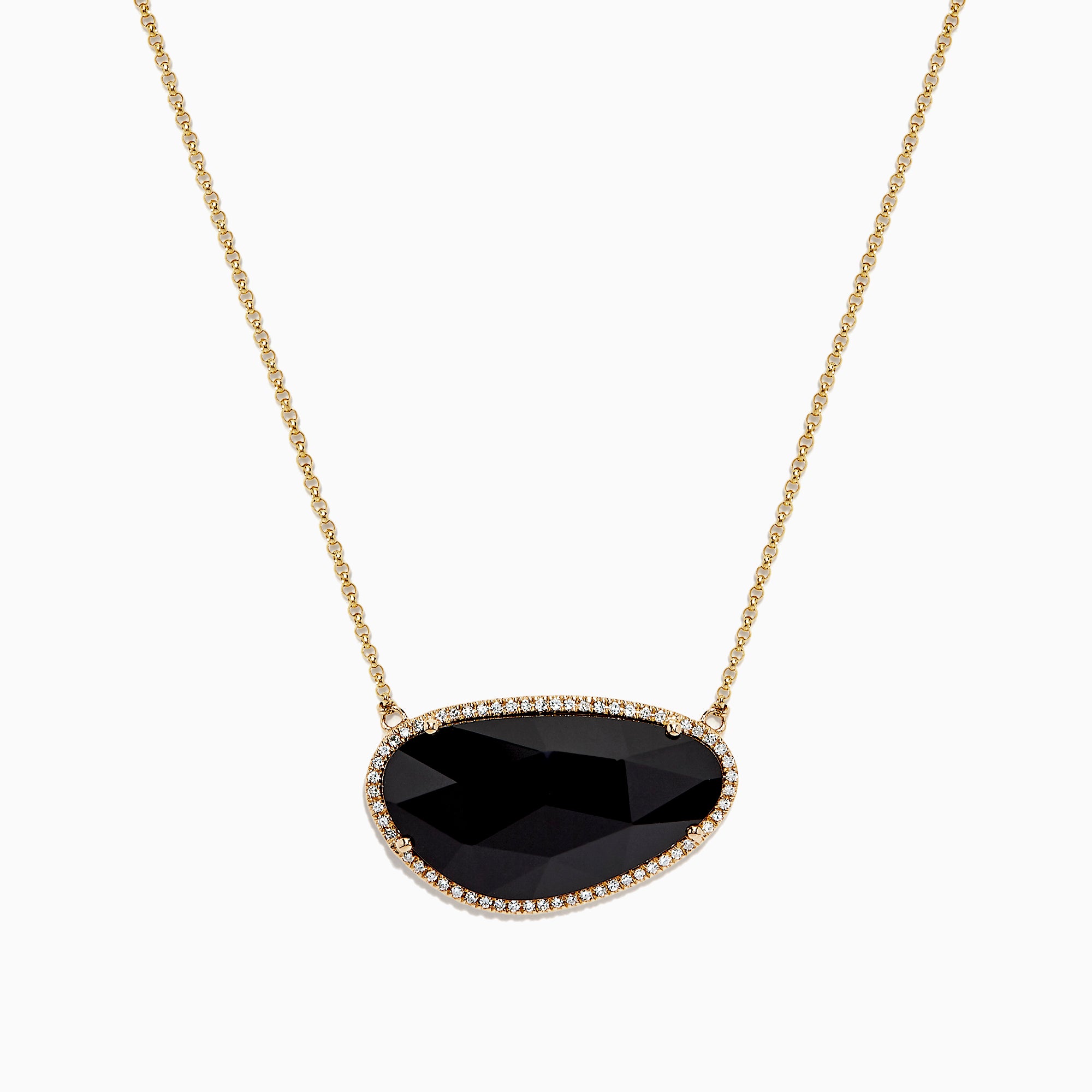 Effy Eclipse 14K Yellow Gold Onyx and Diamond Necklace, 11.67 TCW