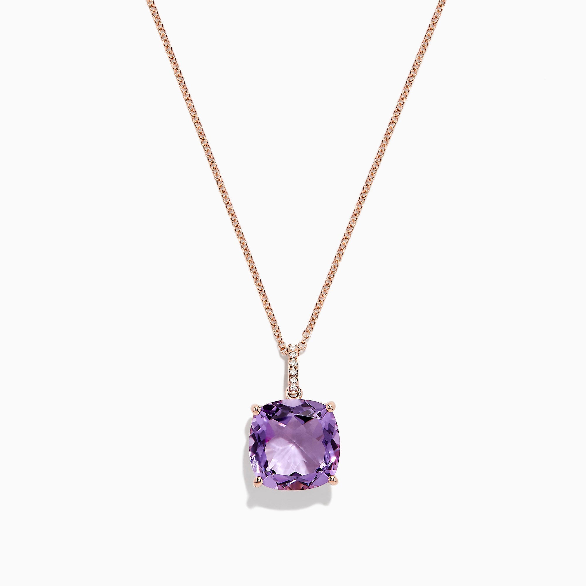 14K Rose Gold Amethyst and Diamond Pendant, TCW - Main Image