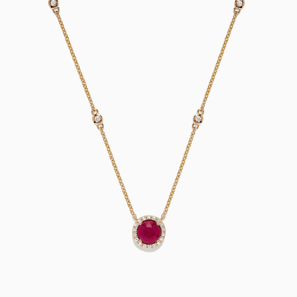 Effy Ruby Royale 14K Yellow Gold Ruby and  Diamond Necklace, 1.11 TCW