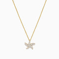 The Seaside 14K Yellow Gold Diamond Starfish Pendant, 0.36 TCW, is shown on a plain white background.