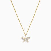 The Seaside 14K Yellow Gold Diamond Starfish Pendant, 0.36 TCW, is shown on a plain white background.