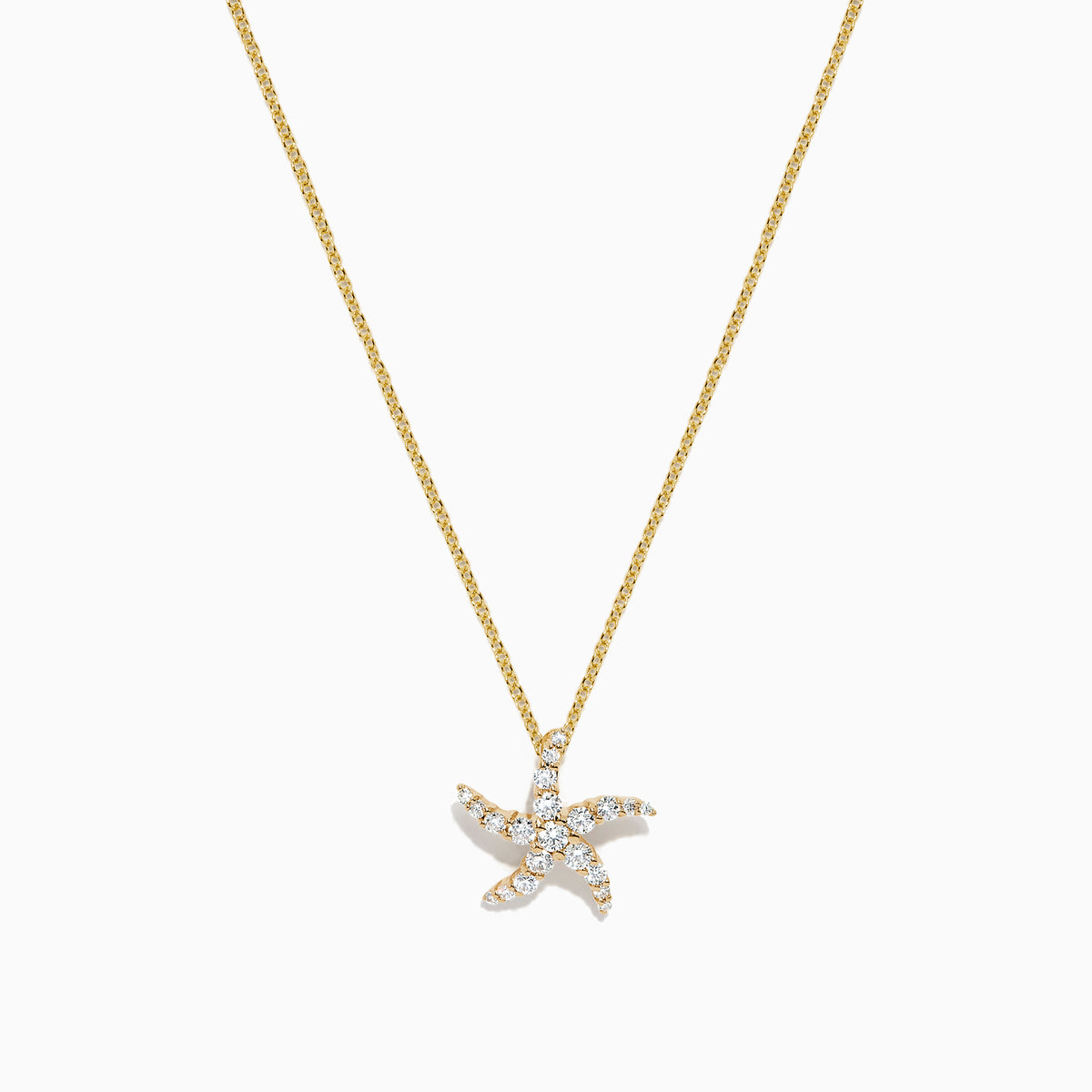 The Seaside 14K Yellow Gold Diamond Starfish Pendant, 0.36 TCW, is shown on a plain white background.