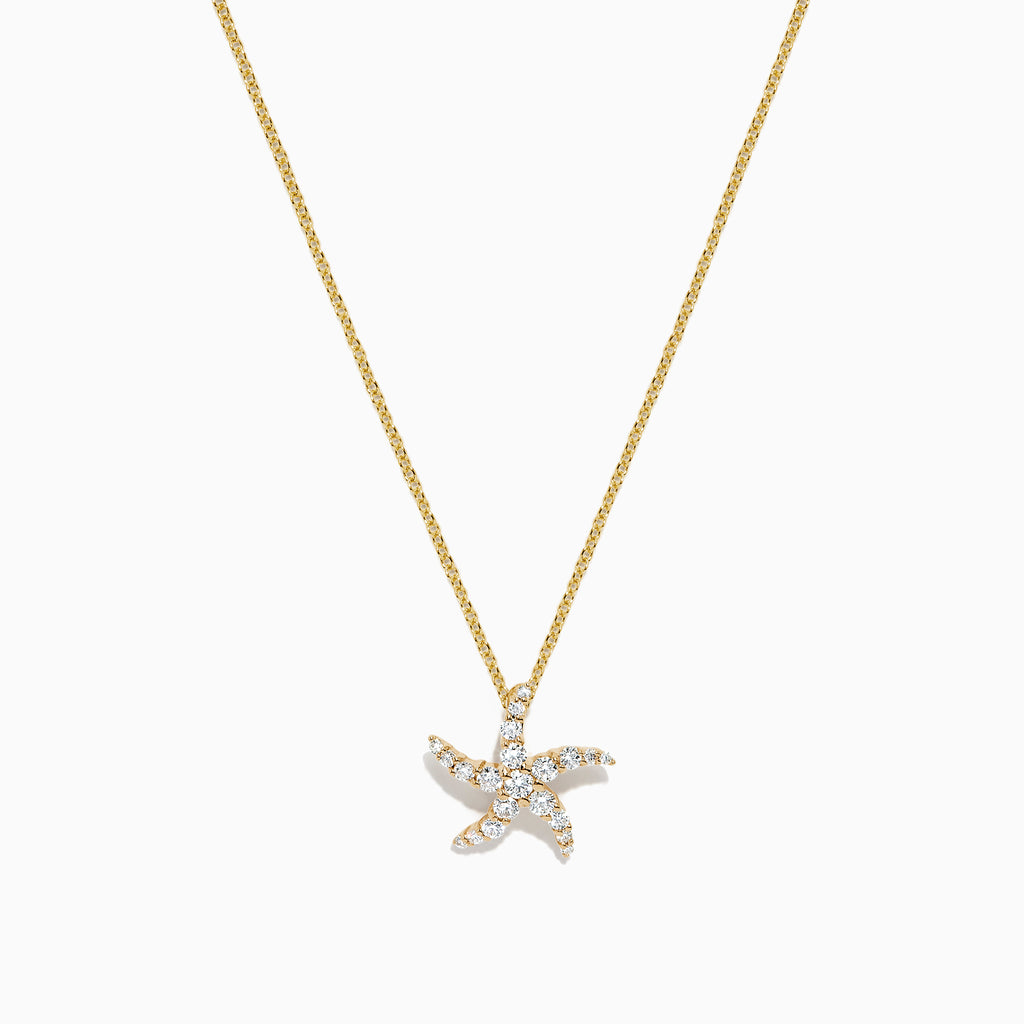 Effy Seaside 14K Yellow Gold Diamond Starfish Pendant, 0.36 TCW