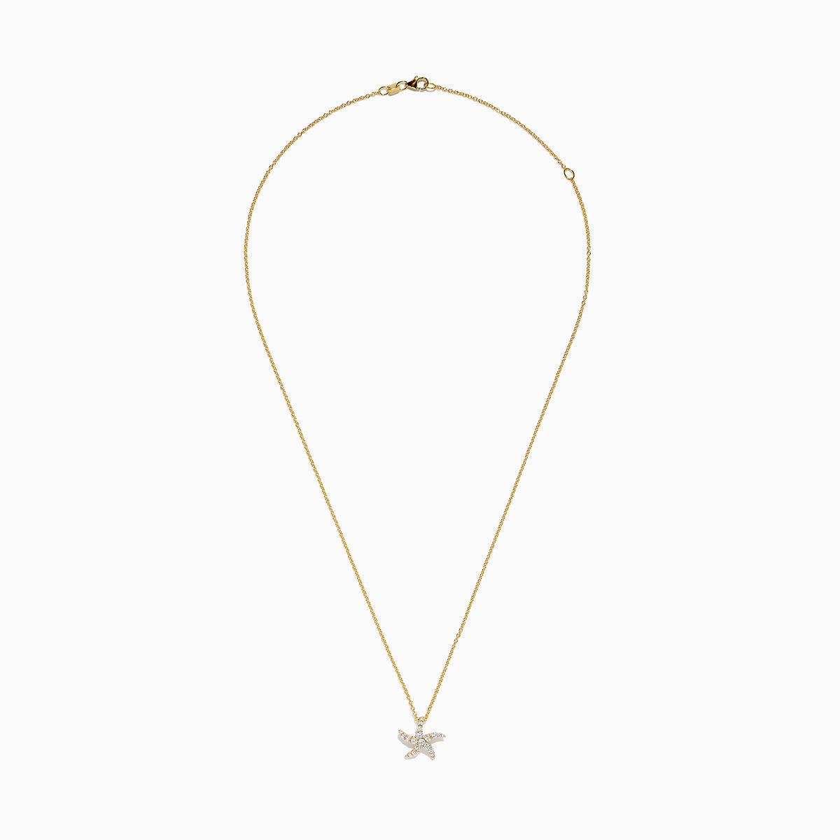 The Seaside 14K Yellow Gold Diamond Starfish Pendant, 0.36 TCW, is shown on a plain white background.
