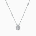 The Pave Classica 14K White Gold Diamond Necklace, 0.41 TCW, features a sparkling teardrop pendant adorned with diamonds and evenly spaced round diamond accents along the chain for an elegant look.