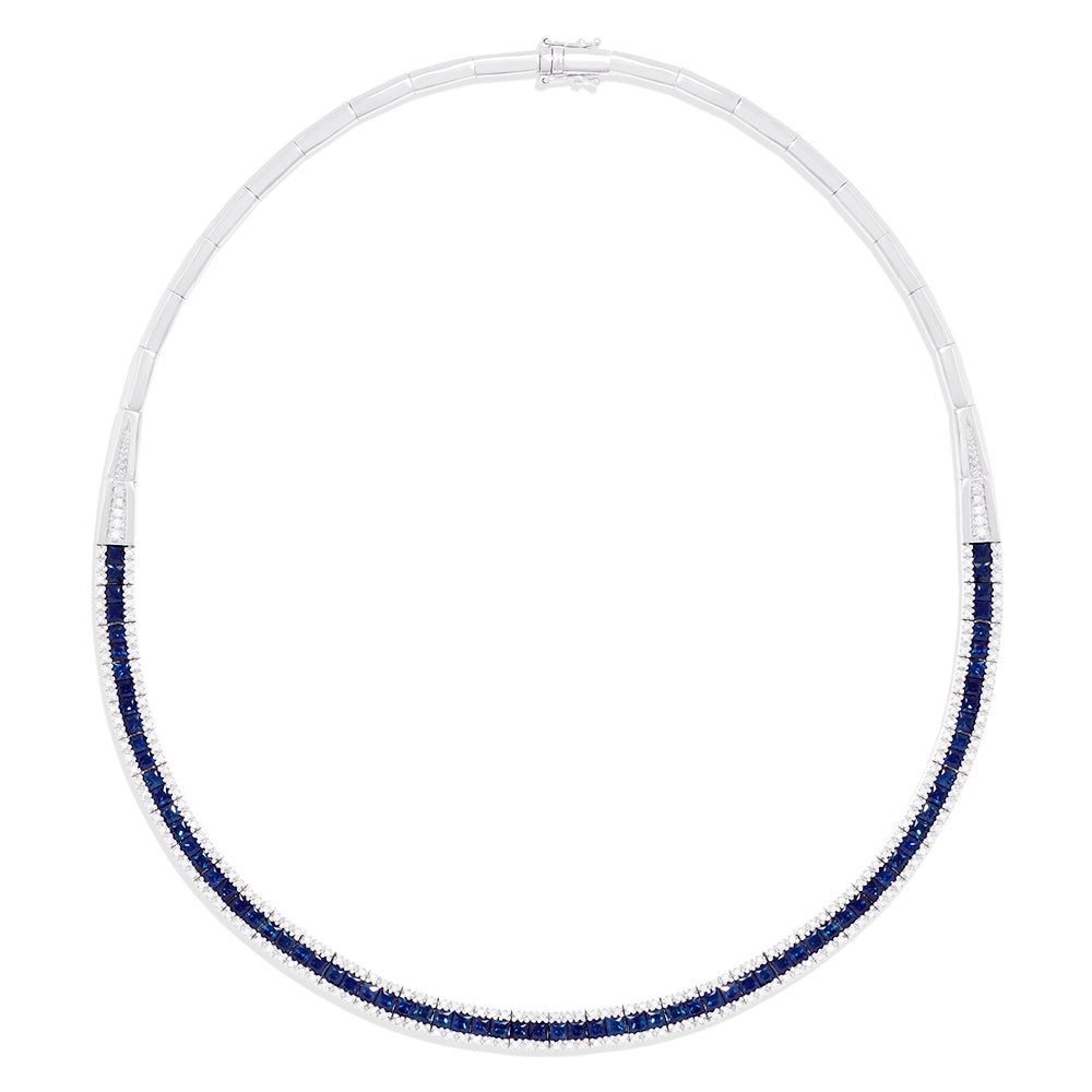 Effy Royale Bleu 14K White Gold Sapphire and Diamond Necklace, 11.21 TCW