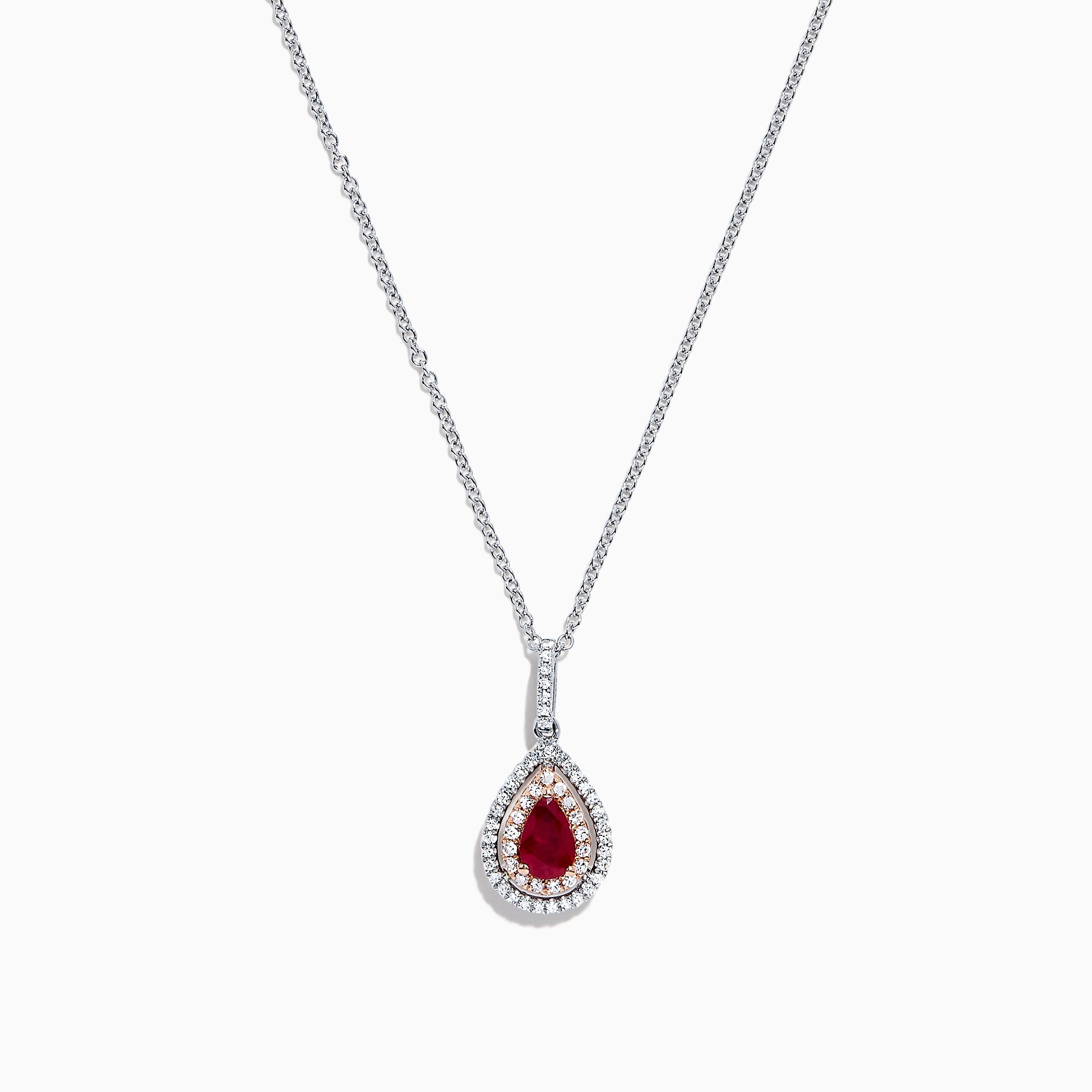 Ruby Royale 14K Two Tone Gold Ruby and Diamond Pear Shaped Pendant, 0 ...