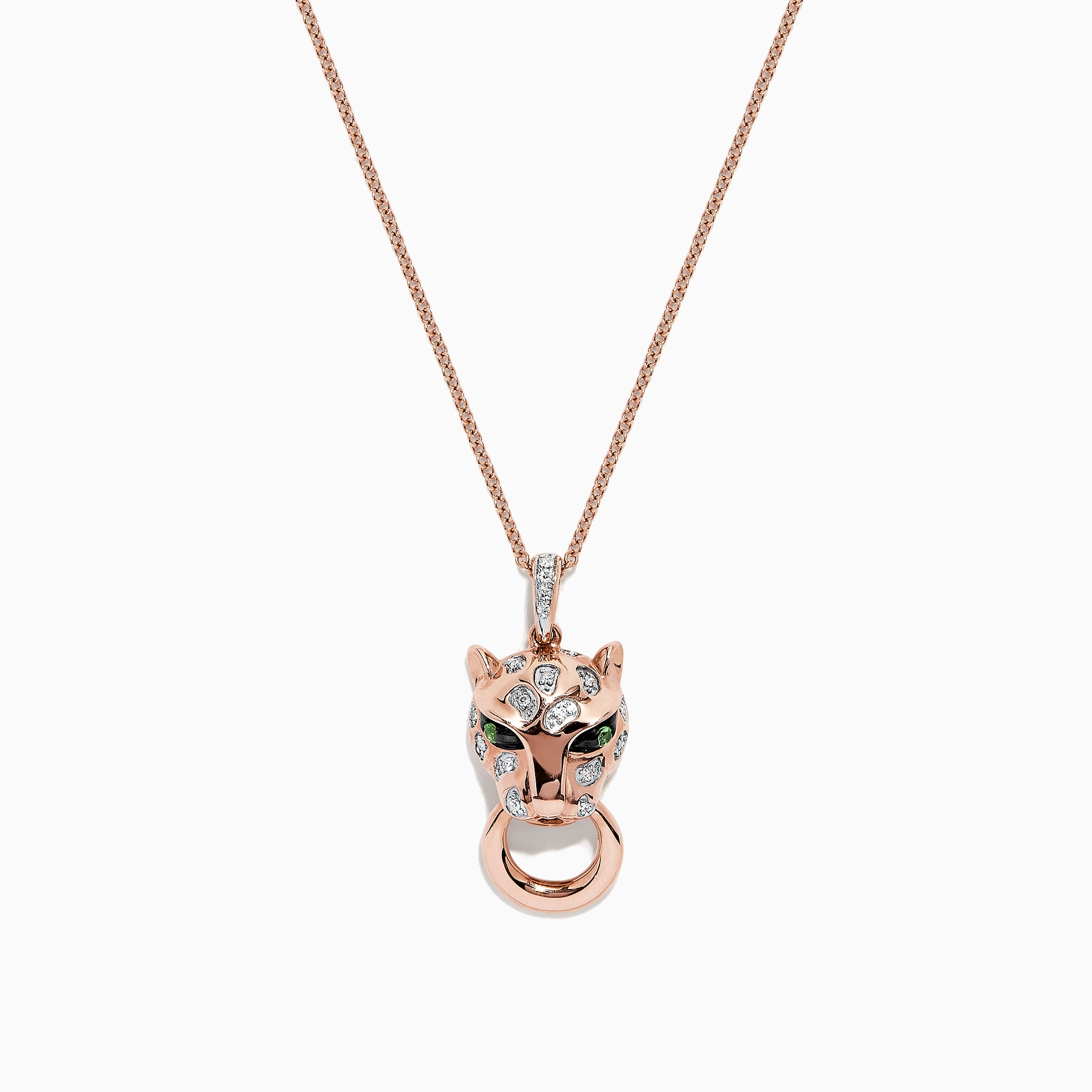Effy Signature 14K Rose Gold Diamond & Tsavorite Panther Pendant, 0.11 TCW