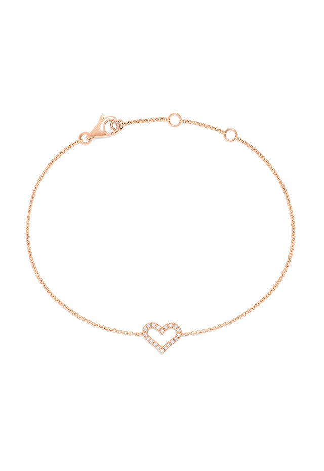Effy Novelty 14K Rose Gold Diamond Heart Bracelet, 0.09 TCW