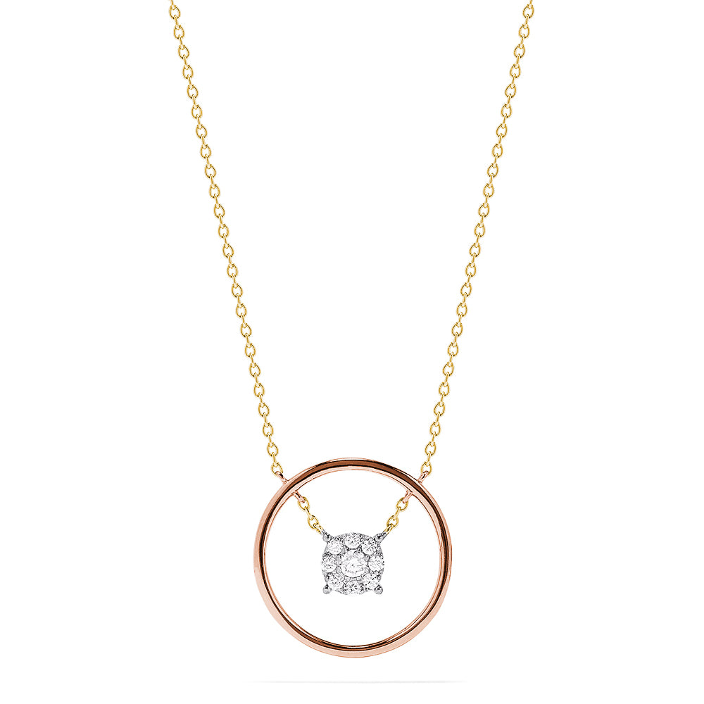 Effy Bouquet 14K Tri Color Gold Floating Diamond Cluster Necklace, 0.20 TCW