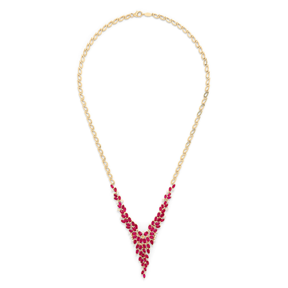 Effy Ruby Royale 14K Yellow Gold Ruby and Diamond Necklace, 9.87 TCW