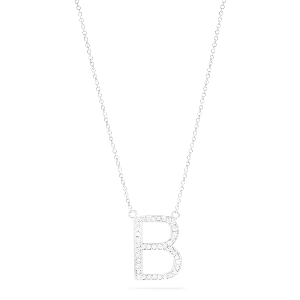 Effy 14K White Gold Diamond Initial Letter "B" Necklace, 0.20 TCW