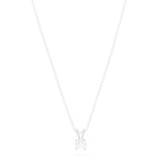 The Pave Classica 14K White Gold Solitaire Diamond Pendant, 0.49 TCW, features a single round diamond in a prong setting on a delicate chain, showcasing minimalistic elegance against a plain white background.