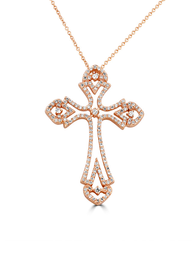 Effy 14K Rose Gold Diamond Cross Pendant, 0.65 TCW